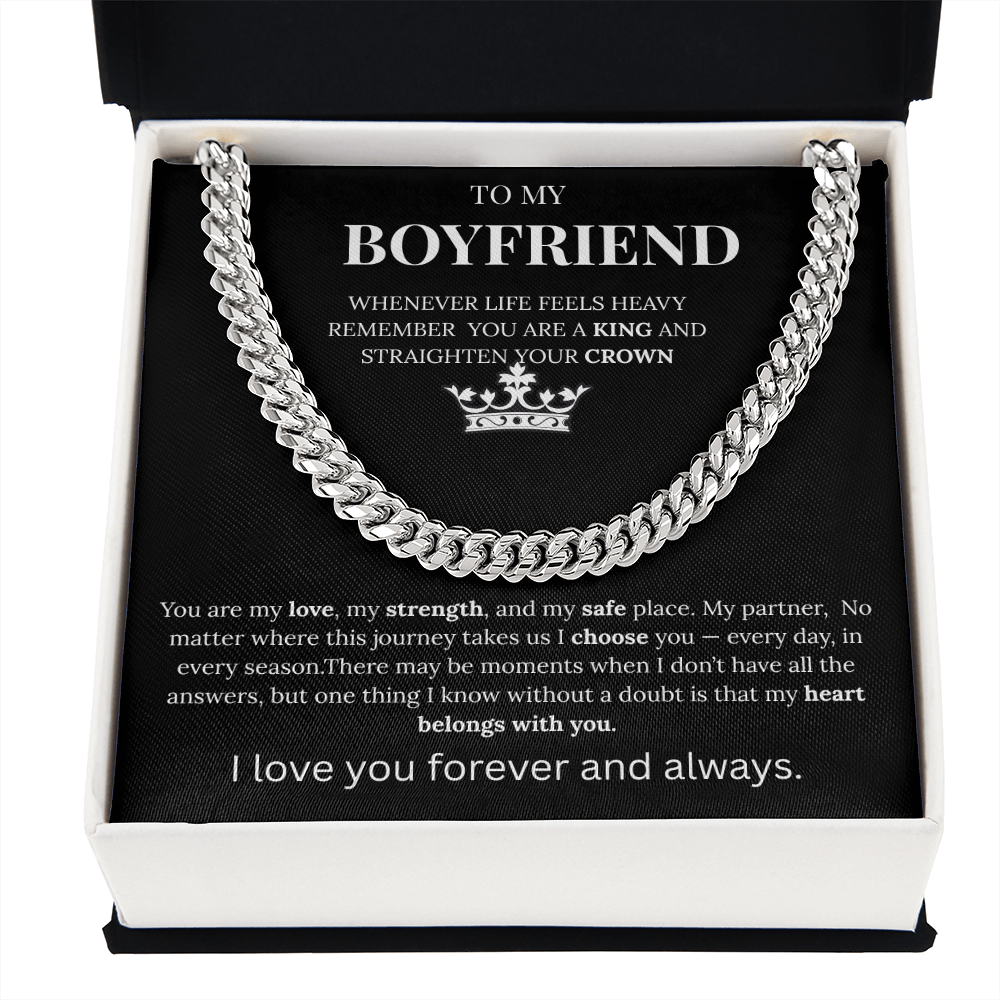 To My Boyfriend– King Crown Cuban Chain Necklace Gift Vehaven