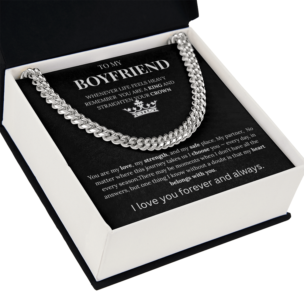To My Boyfriend– King Crown Cuban Chain Necklace Gift Vehaven