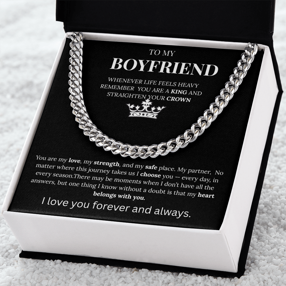 To My Boyfriend– King Crown Cuban Chain Necklace Gift Vehaven