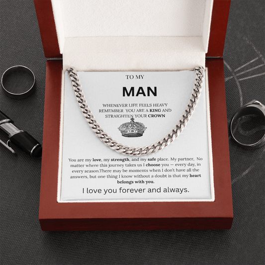 To My Man – King Crown Cuban Chain Necklace