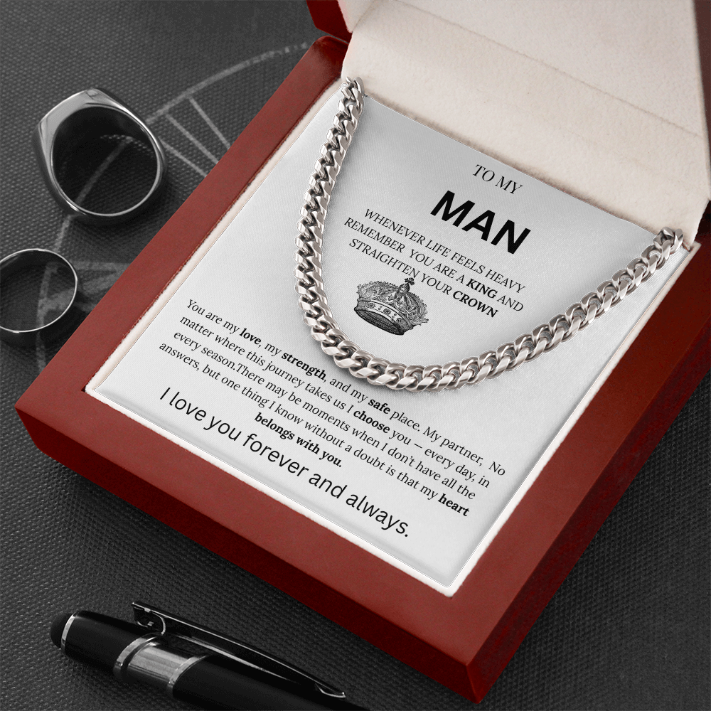 To My Man – King Crown Cuban Chain Necklace