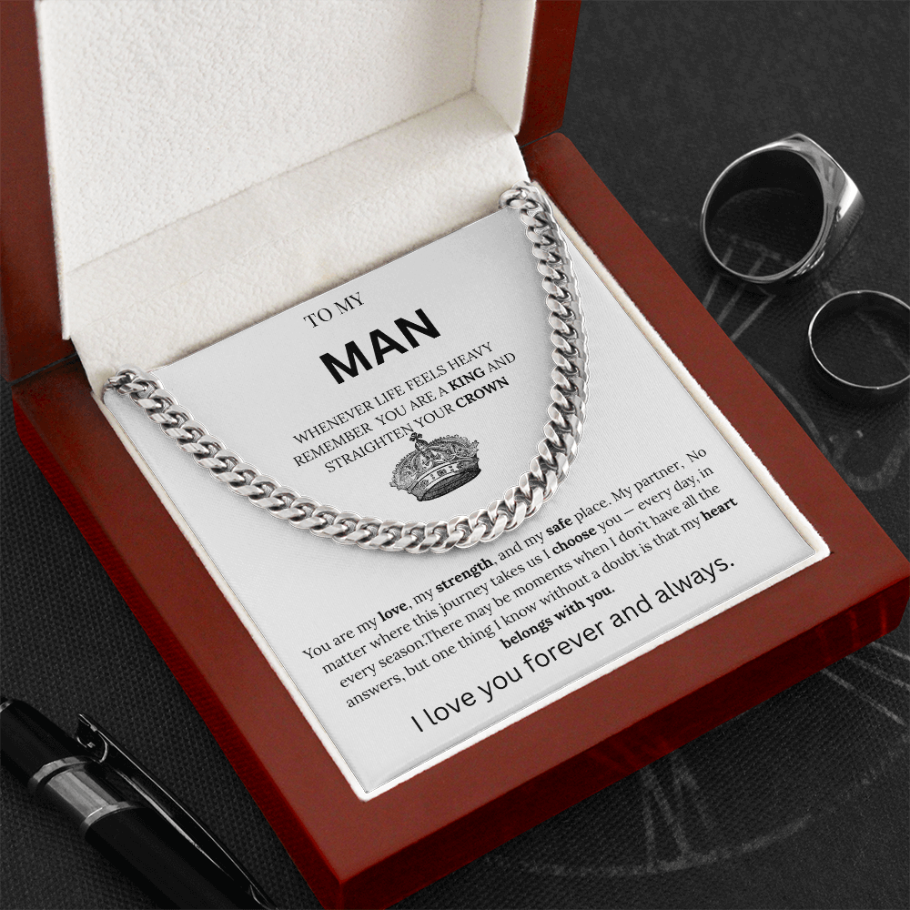 To My Man – King Crown Cuban Chain Necklace