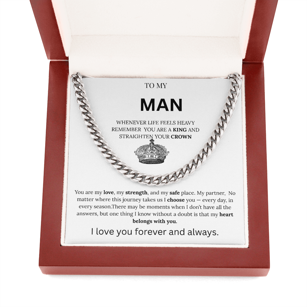 To My Man – King Crown Cuban Chain Necklace