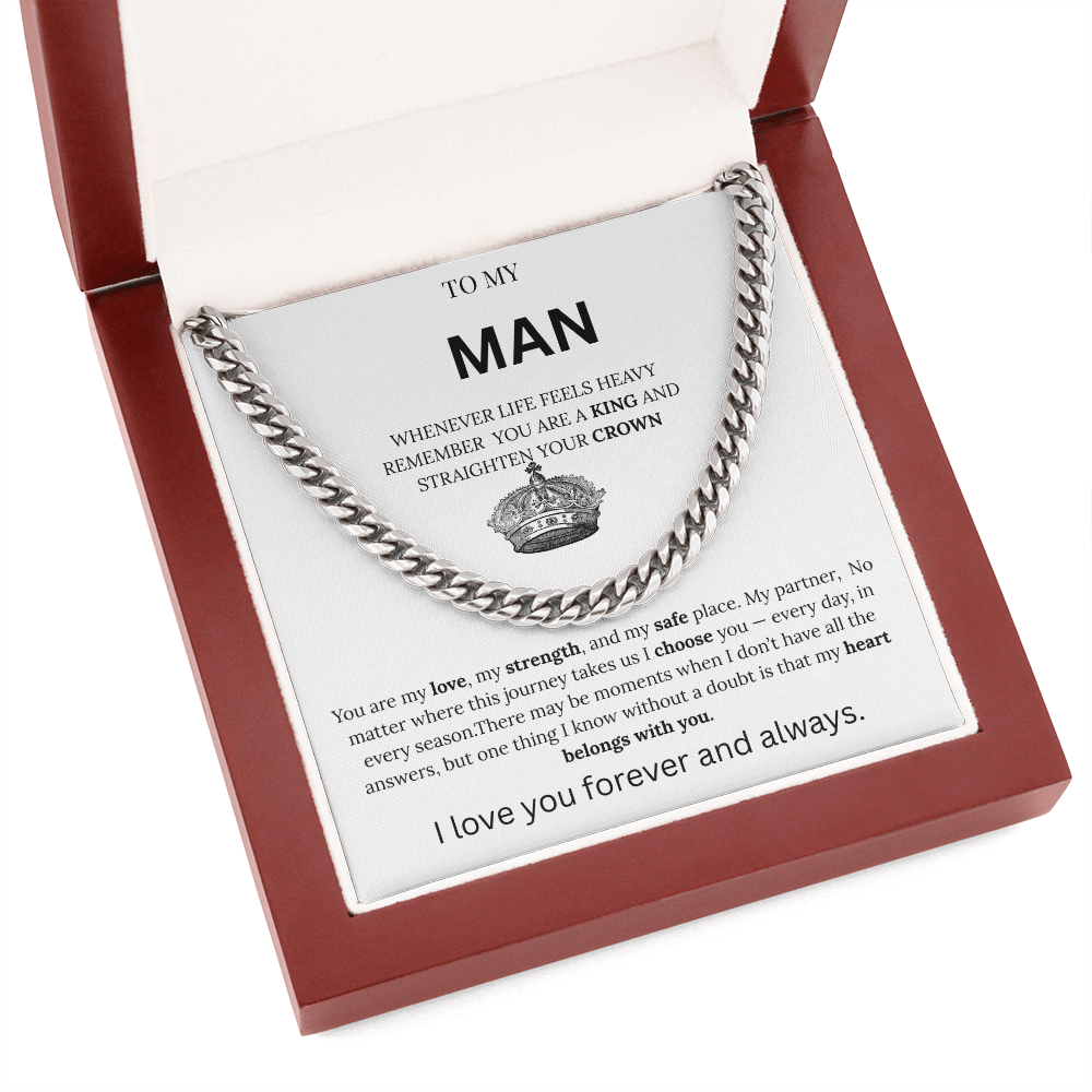 To My Man – King Crown Cuban Chain Necklace
