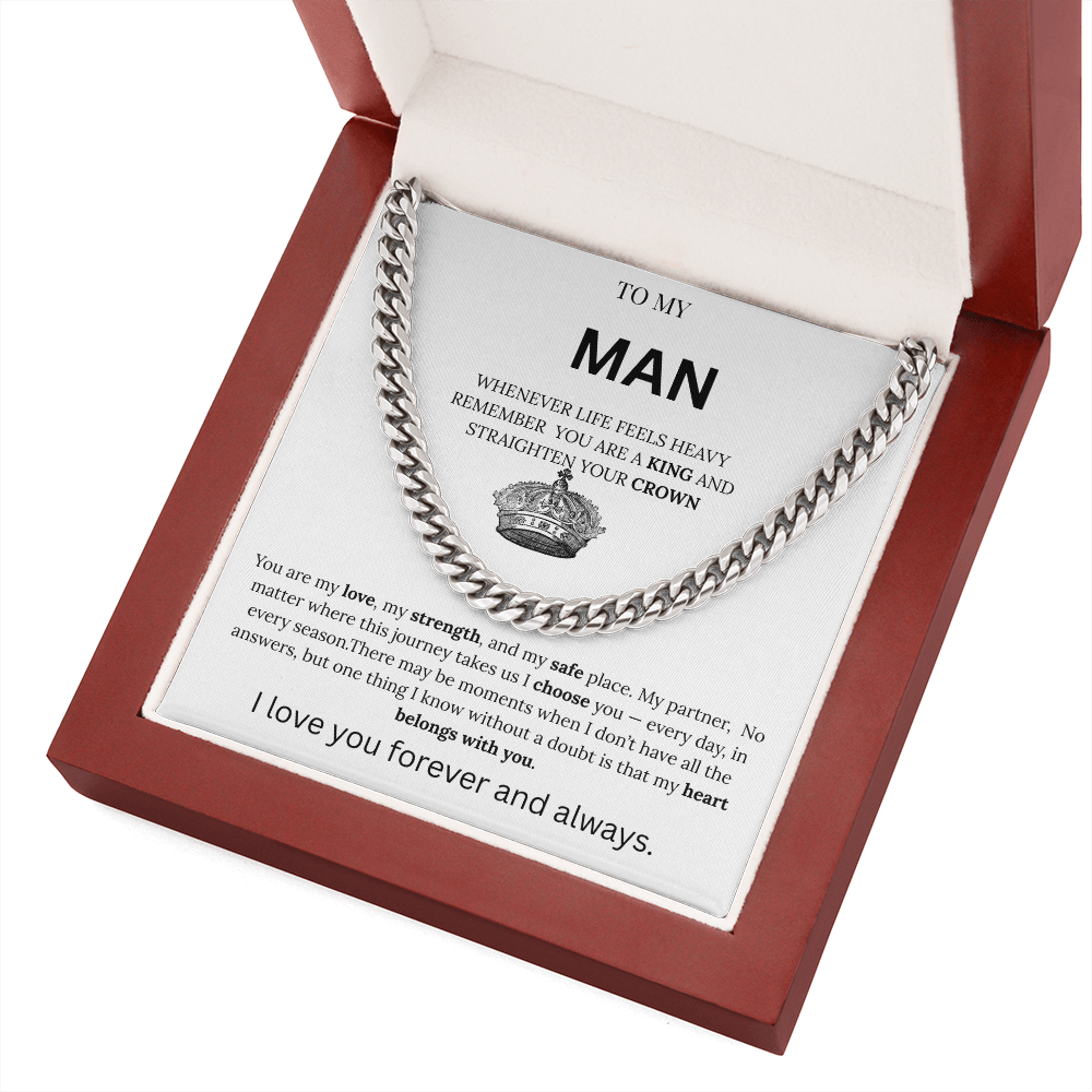To My Man – King Crown Cuban Chain Necklace