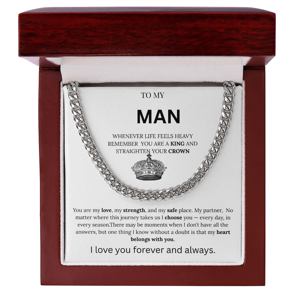 To My Man – King Crown Cuban Chain Necklace
