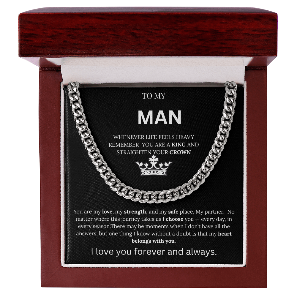 To My Man – King Crown Cuban Chain Necklace Gift