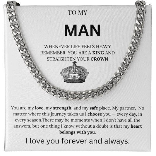 To My Man – King Crown Cuban Chain Necklace