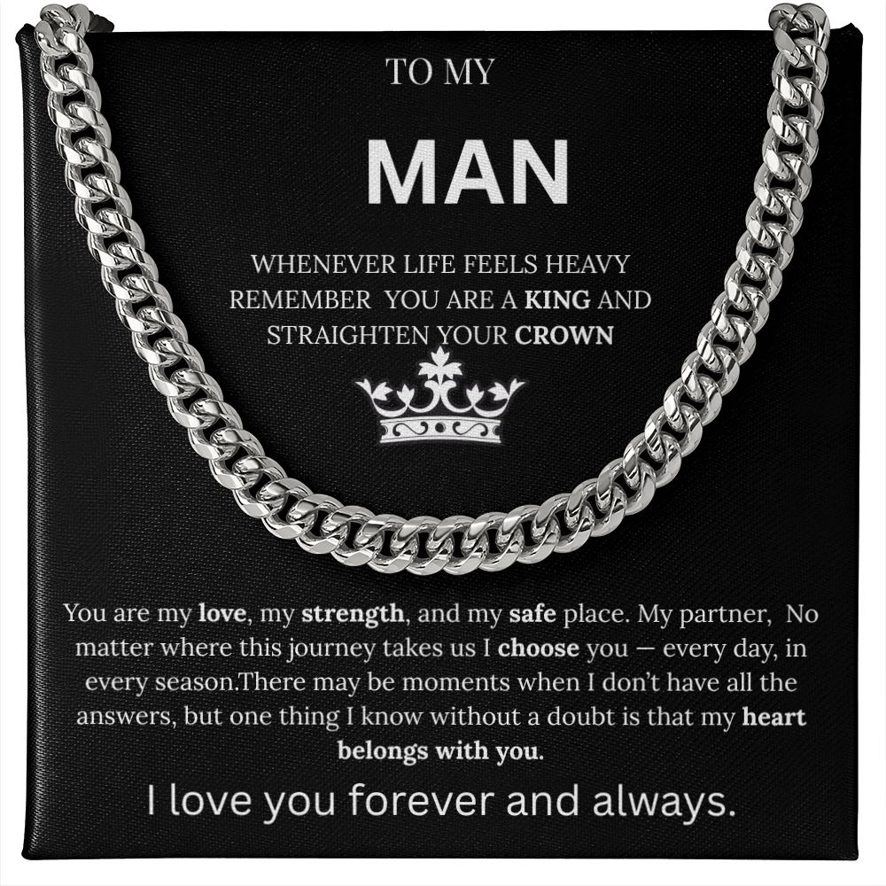 To My Man – King Crown Cuban Chain Necklace Gift