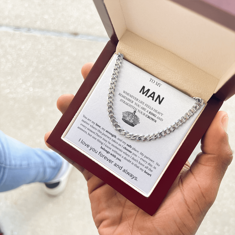 To My Man – King Crown Cuban Chain Necklace