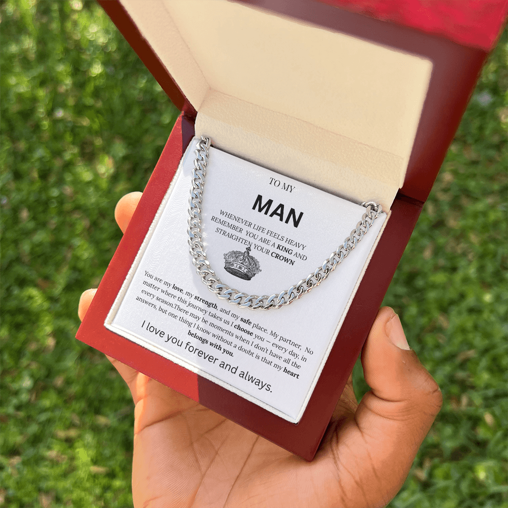 To My Man – King Crown Cuban Chain Necklace