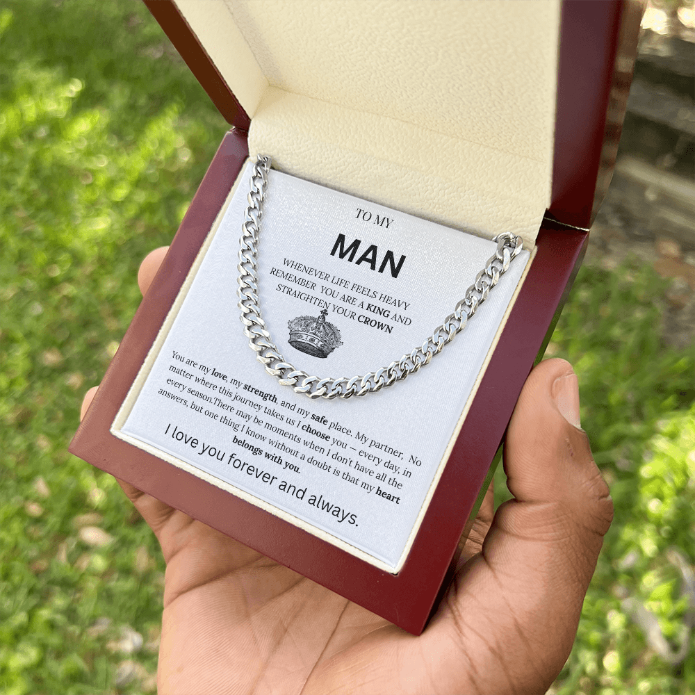 To My Man – King Crown Cuban Chain Necklace