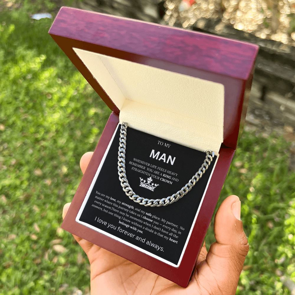 To My Man – King Crown Cuban Chain Necklace Gift