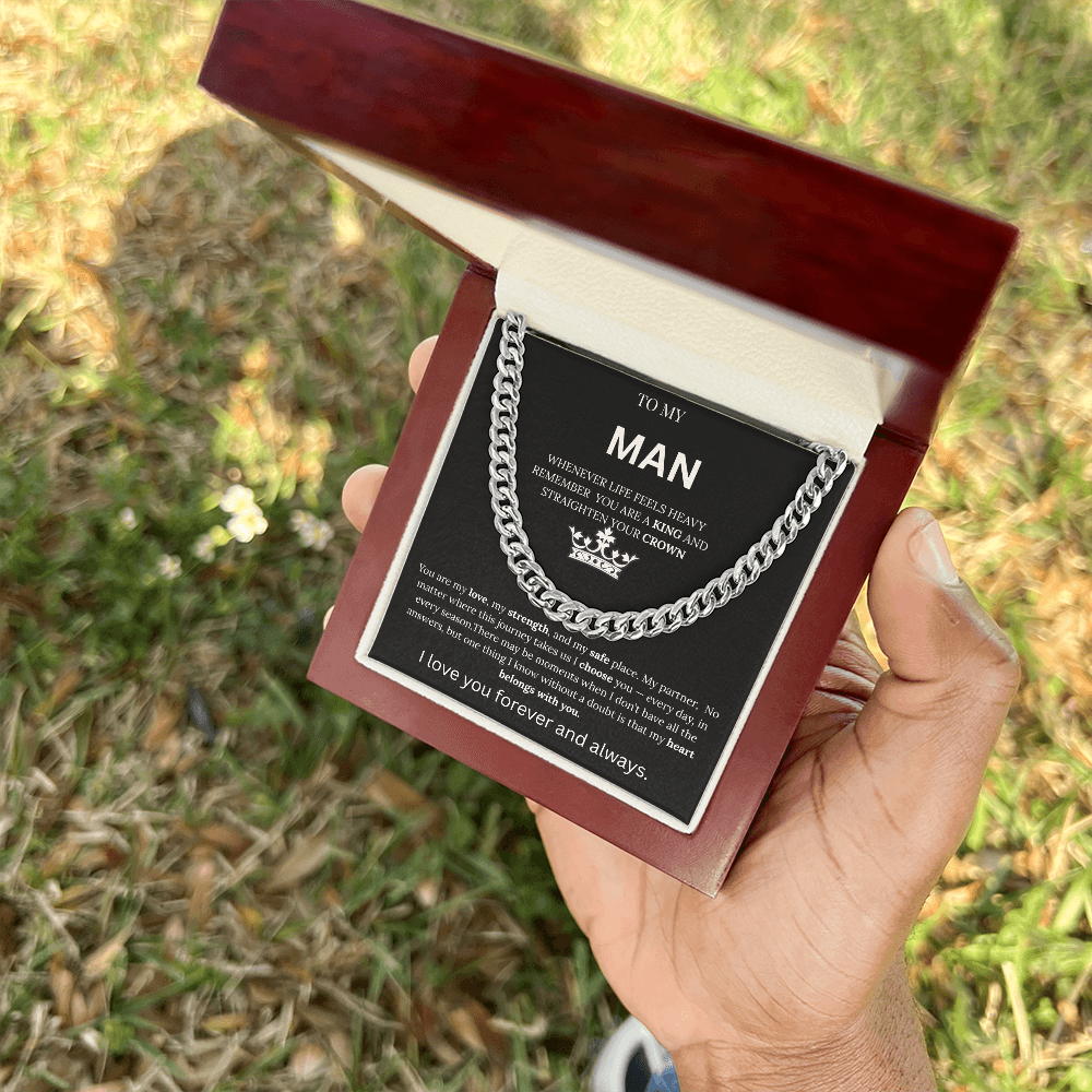 To My Man – King Crown Cuban Chain Necklace Gift