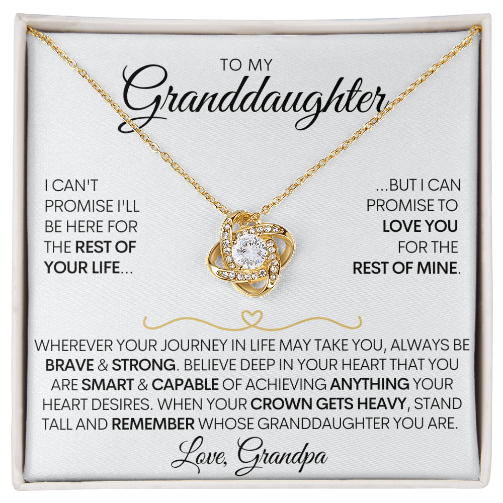 To My Granddaughter - Love You Forever 14k White Gold / 18k Yellow Gold Necklace