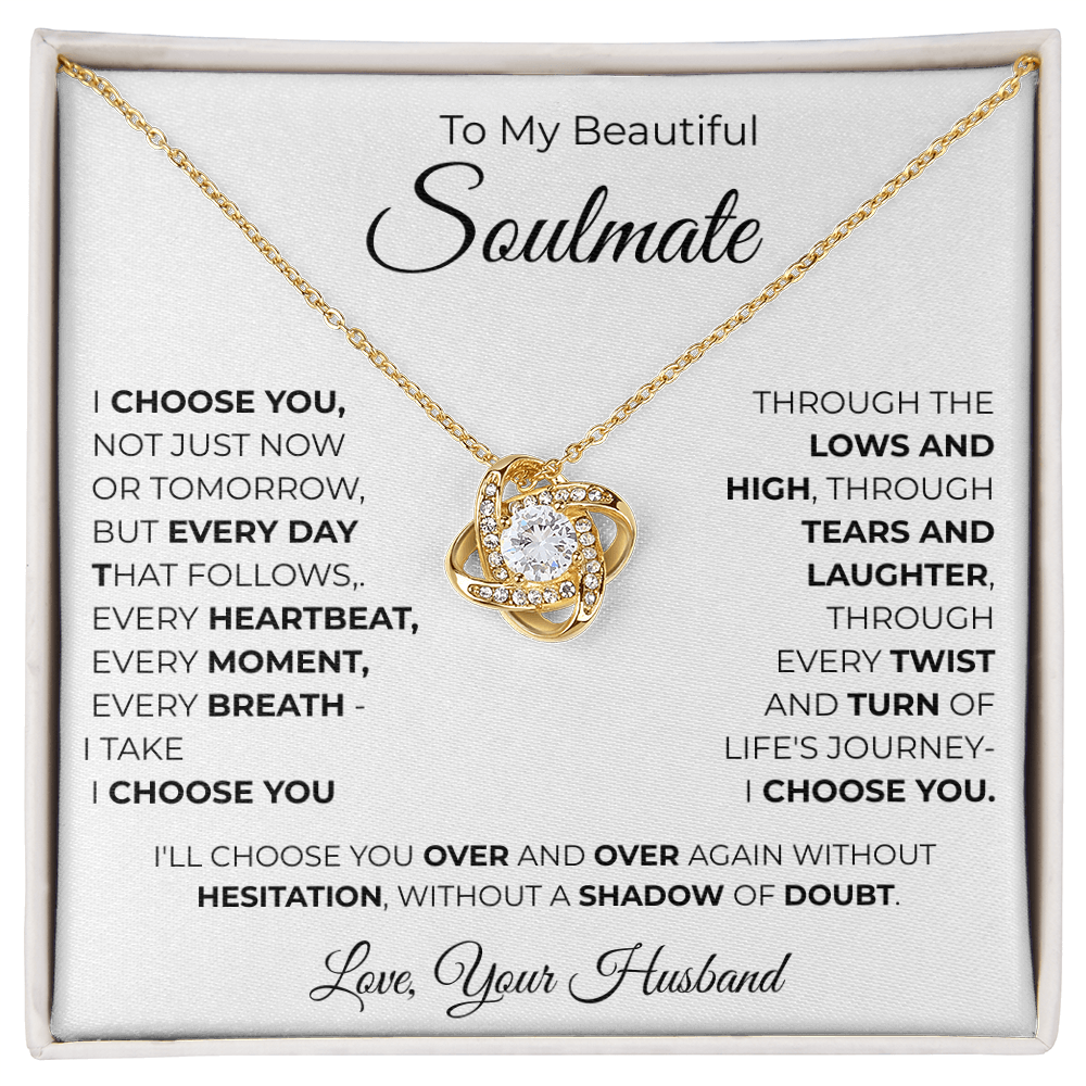To My Soulmate Love Knot Necklace – Romantic Gift for, Anniversary Wedding, Valentines Gift, Forever Love Jewelry