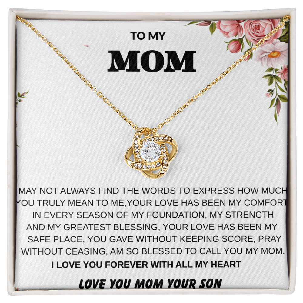 To My Mom – Love Knot Necklace With Heartfelt Message Card