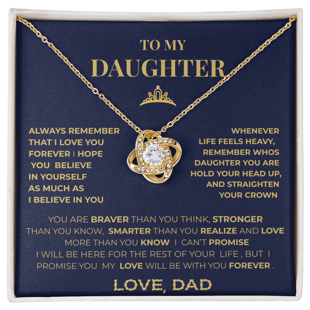 To My Daughter Necklace From Dad – Inspirational Gift for Daughter, Love Knot Necklace, Father to Daughter Jewelry, Birthday Graduation Gift