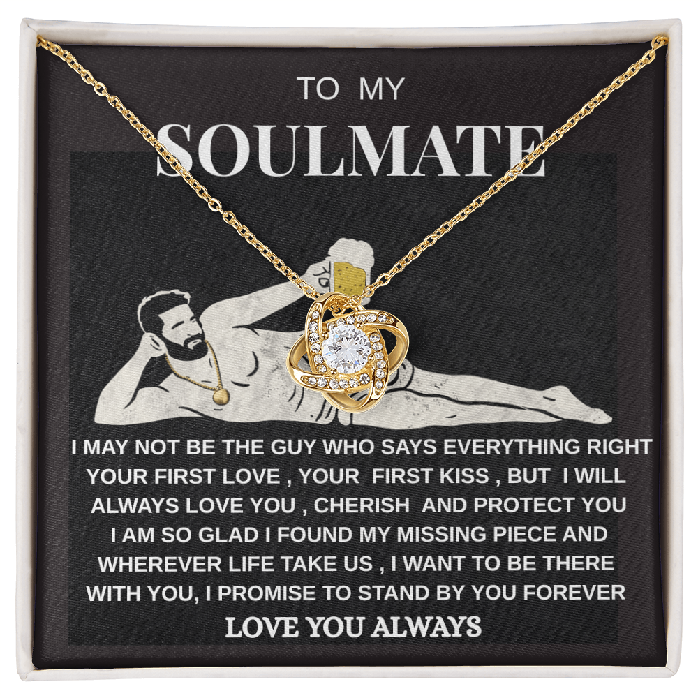 Soulmate Love Knot Necklace | Romantic Gift for Her | White Gold Jewelry
