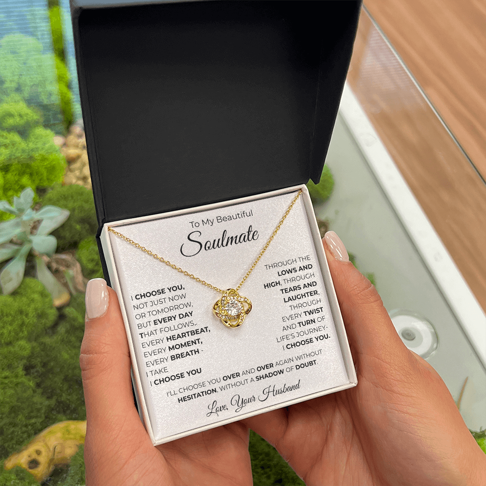 To My Soulmate Love Knot Necklace – Romantic Gift for, Anniversary Wedding, Valentines Gift, Forever Love Jewelry