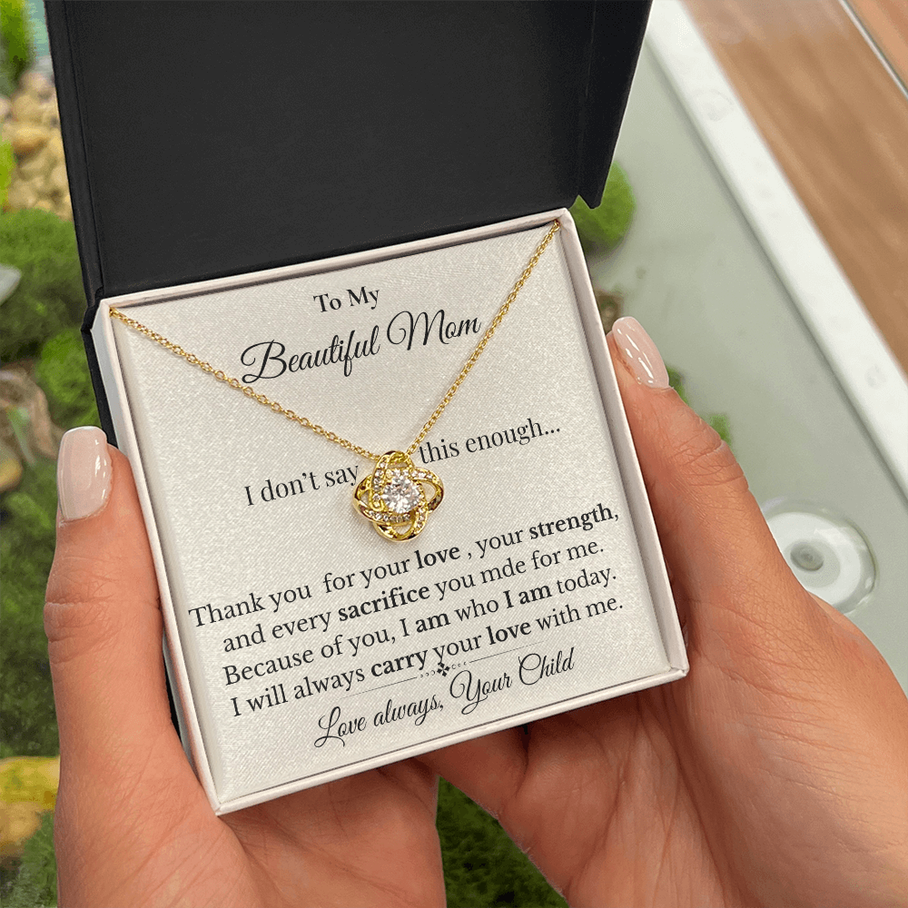 Mom Necklace from Daughter – Elegant Love Knot Keepsake