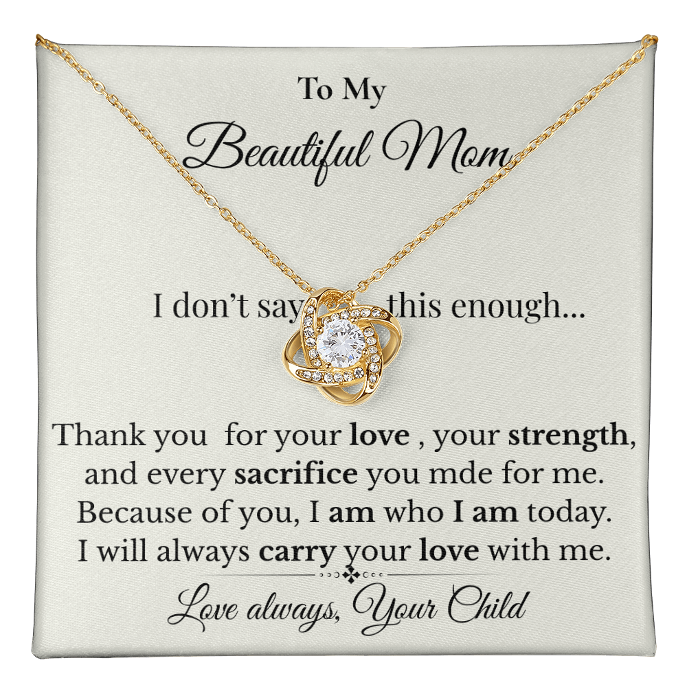 To My Wonderful Mom Necklace – Mother's Day Love Knot Jewelry