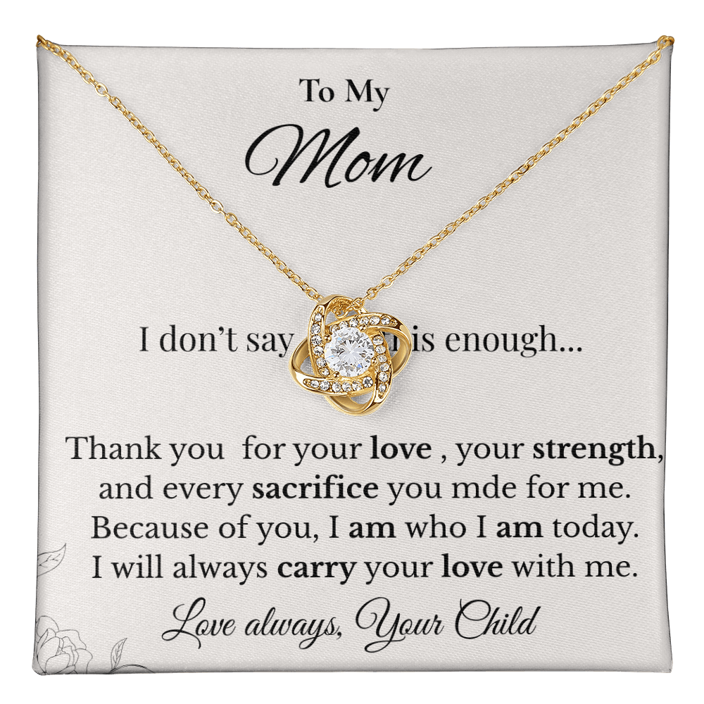 Sterling Love Knot Necklace for Mom