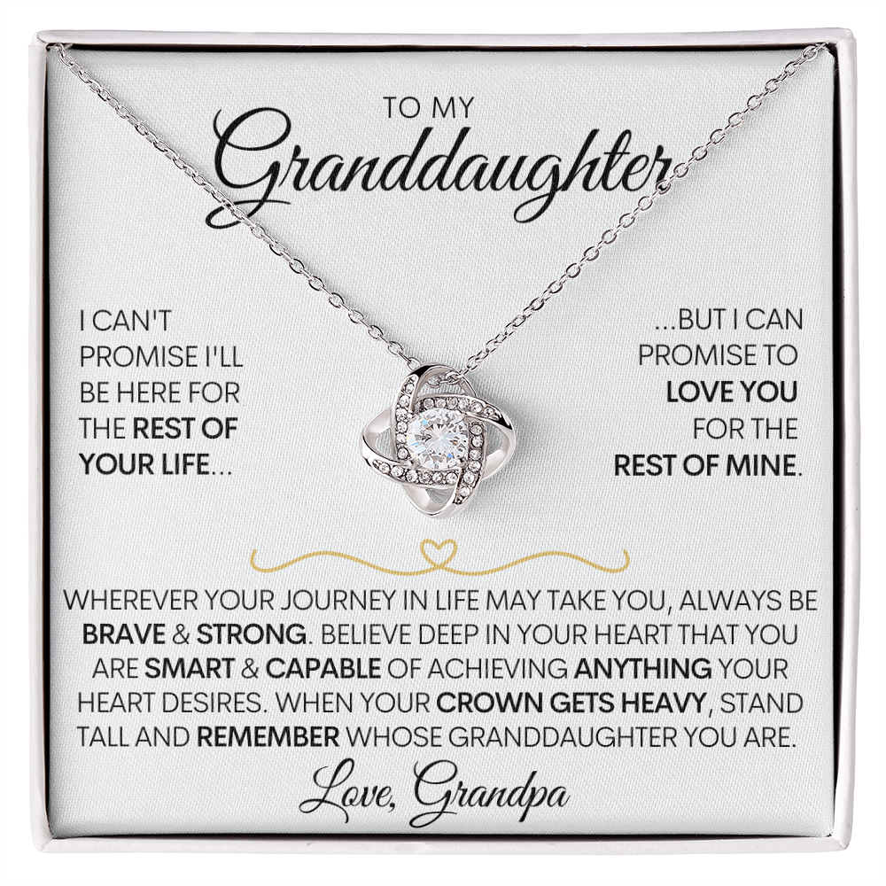 To My Granddaughter - Love You Forever 14k White Gold / 18k Yellow Gold Necklace