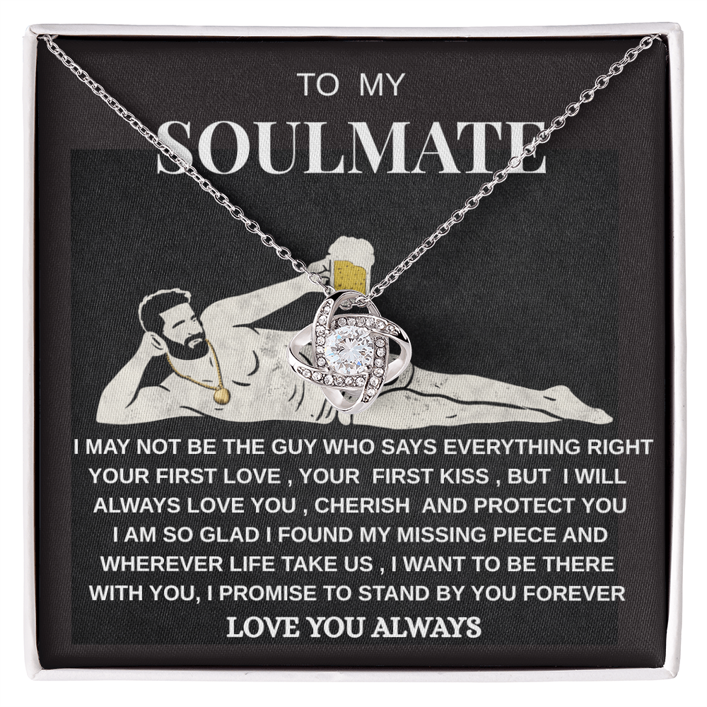 Soulmate Love Knot Necklace | Romantic Gift for Her | White Gold Jewelry