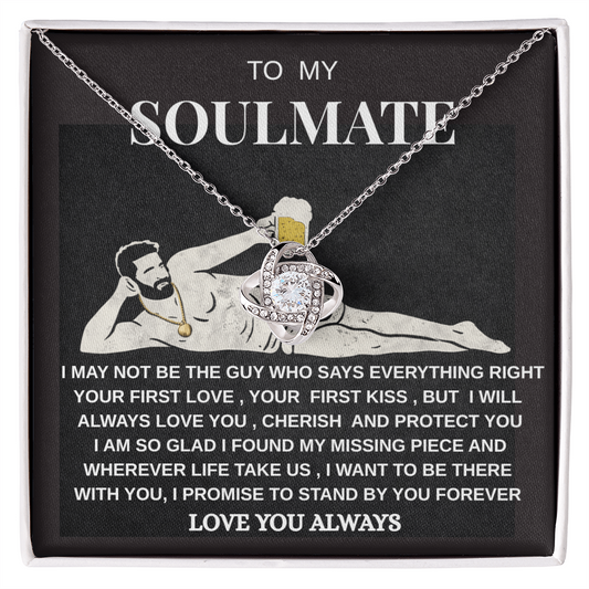 Soulmate Love Knot Necklace | Romantic Gift for Her | White Gold Jewelry