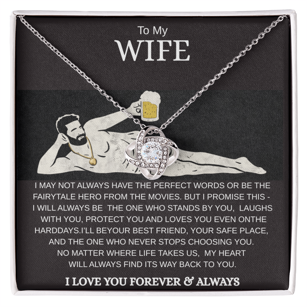 To My Wife Love Knot Necklace – Luxury Gift Box | Romantic Necklace for Wife