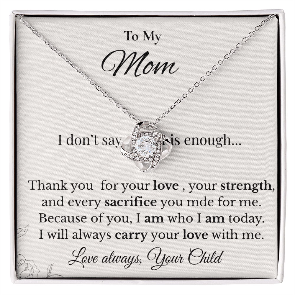 To My Mom Love Knot Necklace