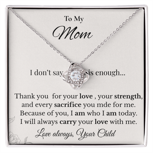 To My Mom Love Knot Necklace