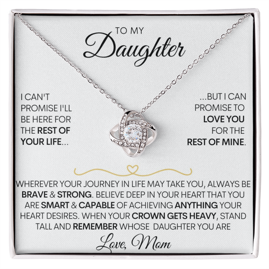 To My Daughter - Love You Forever 14k White Gold / 18k Yellow Gold Necklace