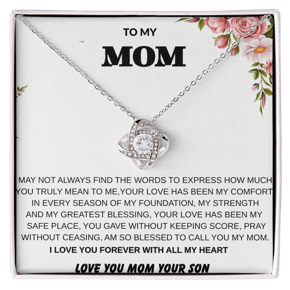 To My Mom – Love Knot Necklace With Heartfelt Message Card