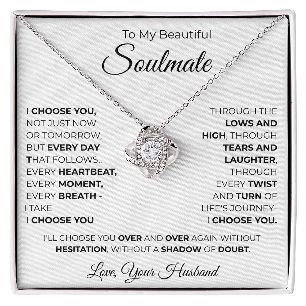 To My Soulmate Love Knot Necklace – Romantic Gift for, Anniversary Wedding, Valentines Gift, Forever Love Jewelry