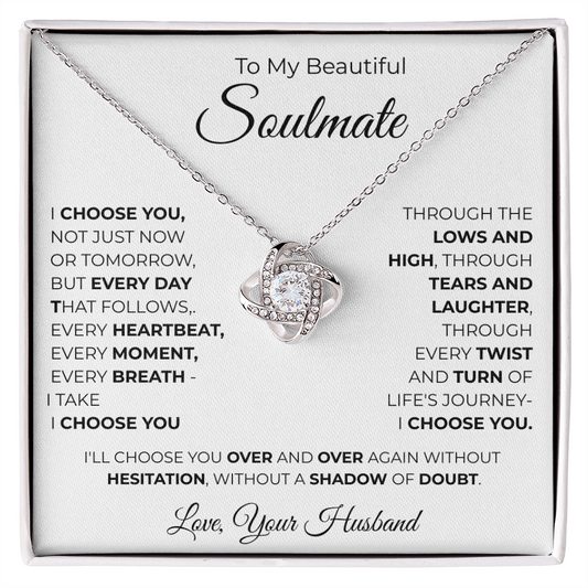 To My Soulmate Love Knot Necklace – Romantic Gift for, Anniversary Wedding, Valentines Gift, Forever Love Jewelry
