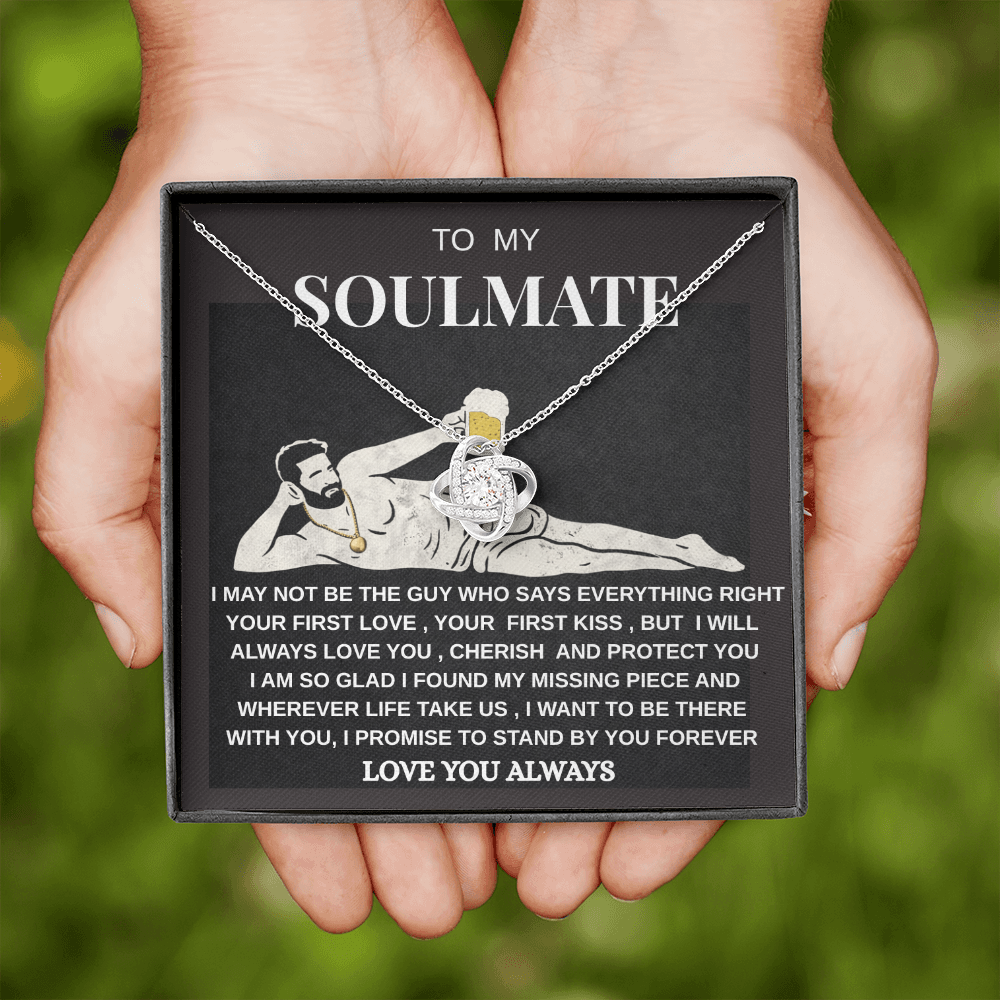 Soulmate Love Knot Necklace | Romantic Gift for Her | White Gold Jewelry