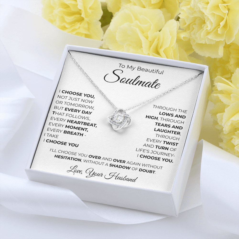 To My Soulmate Love Knot Necklace – Romantic Gift for, Anniversary Wedding, Valentines Gift, Forever Love Jewelry