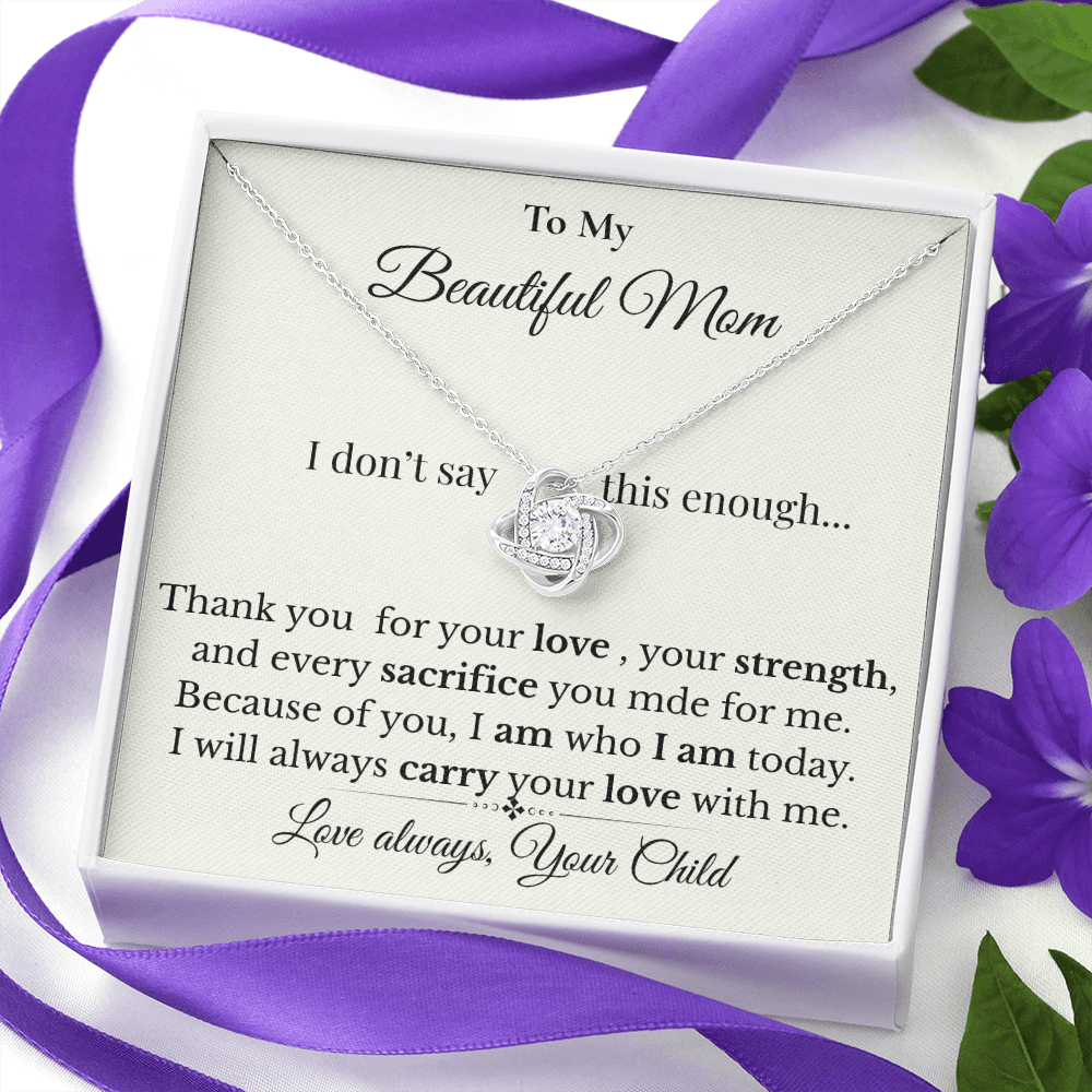 To My Amazing Mom Necklace – Love Knot Gift from Daughter