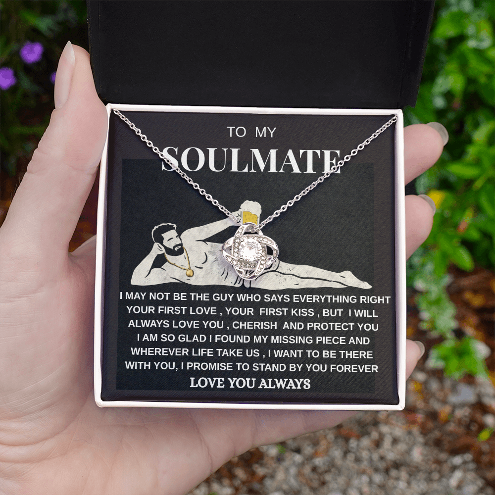 Soulmate Love Knot Necklace | Romantic Gift for Her | White Gold Jewelry