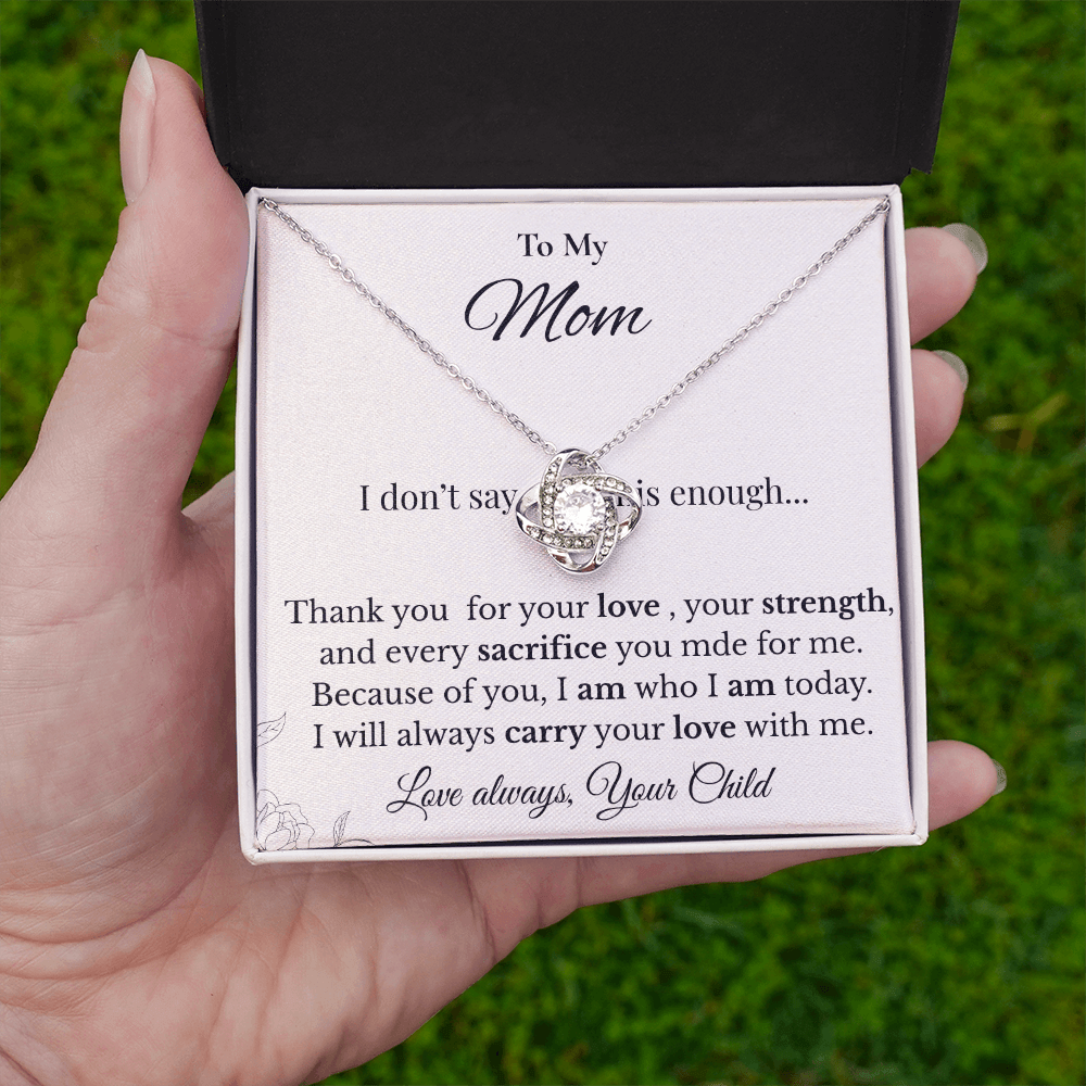 Love Knot Necklace with Message Card for Mom