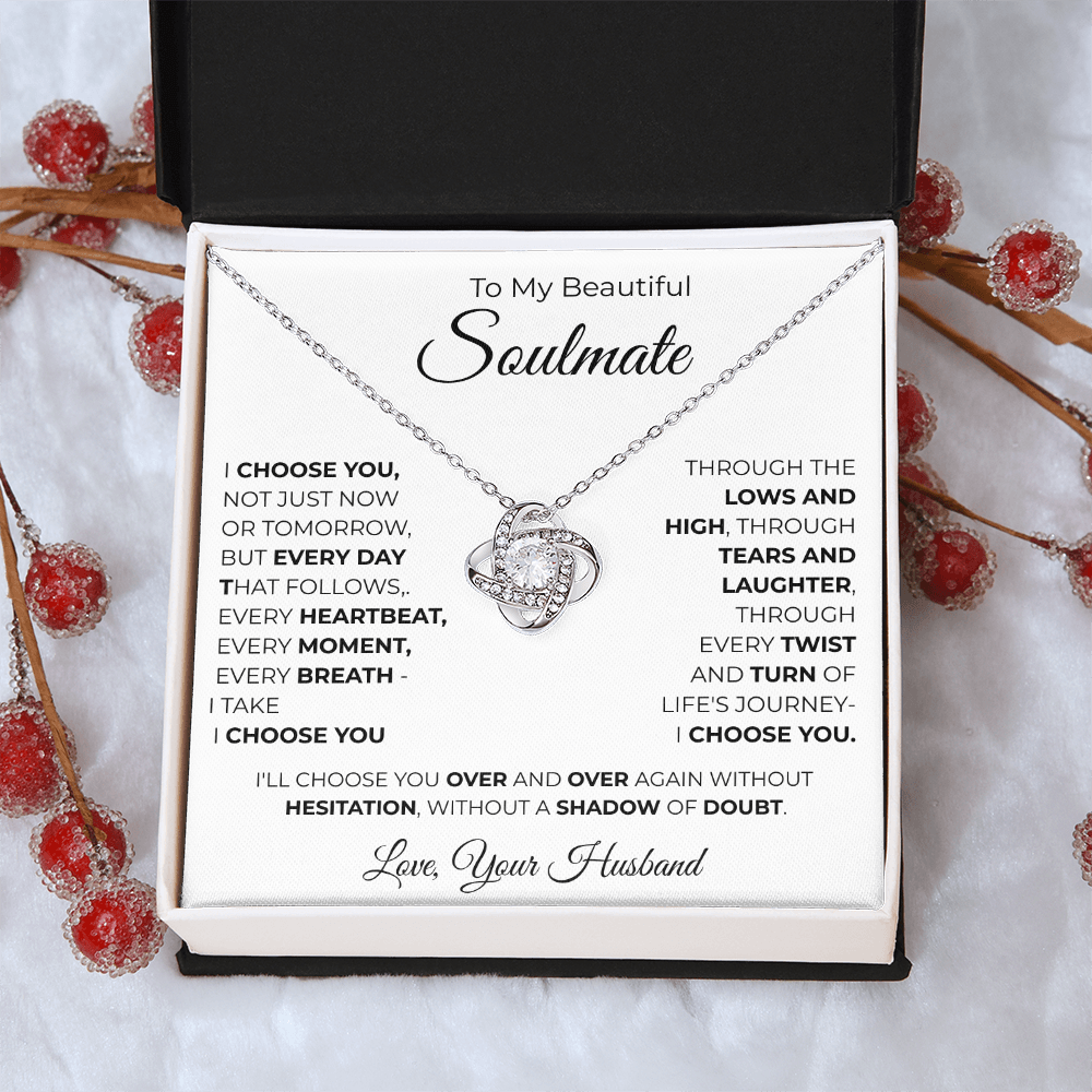 To My Soulmate Love Knot Necklace – Romantic Gift for, Anniversary Wedding, Valentines Gift, Forever Love Jewelry