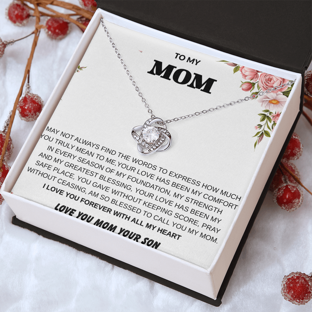 To My Mom – Love Knot Necklace With Heartfelt Message Card