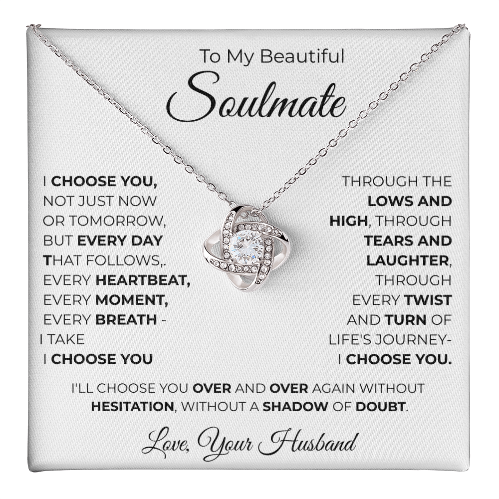 To My Soulmate Love Knot Necklace – Romantic Gift for, Anniversary Wedding, Valentines Gift, Forever Love Jewelry