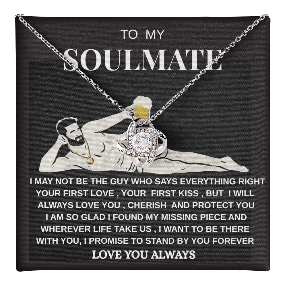 Soulmate Love Knot Necklace | Romantic Gift for Her | White Gold Jewelry