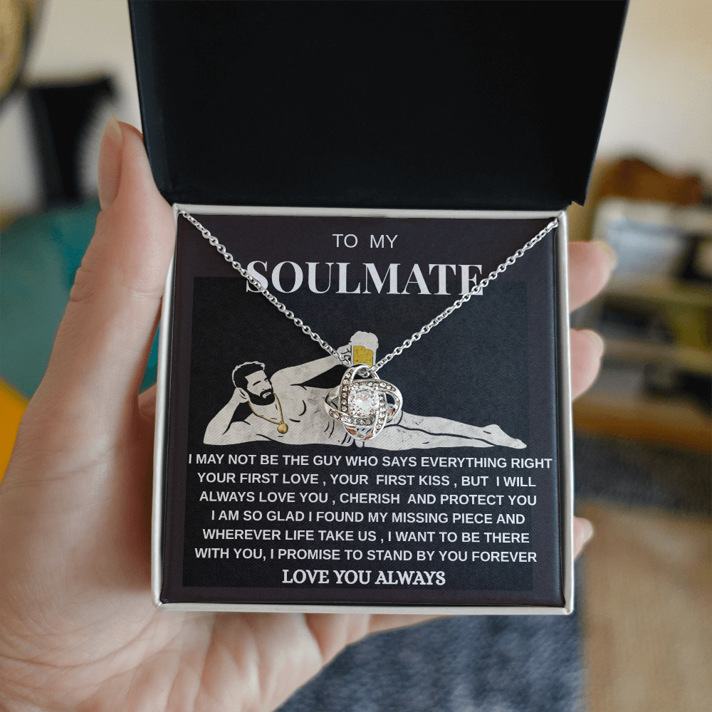 Soulmate Love Knot Necklace | Romantic Gift for Her | White Gold Jewelry