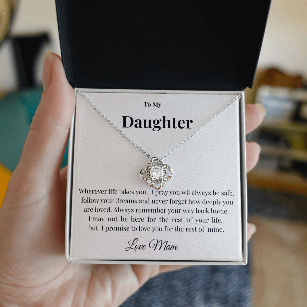 To My Daughter Necklace from Mom | Love Knot Jewelry Gift