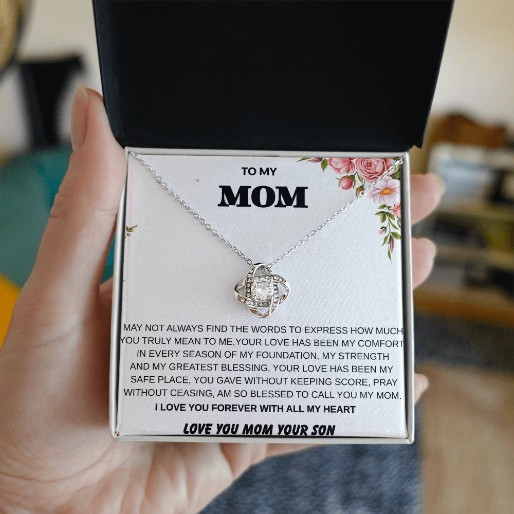 To My Mom – Love Knot Necklace With Heartfelt Message Card
