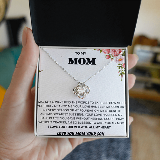 To My Mom – Love Knot Necklace With Heartfelt Message Card